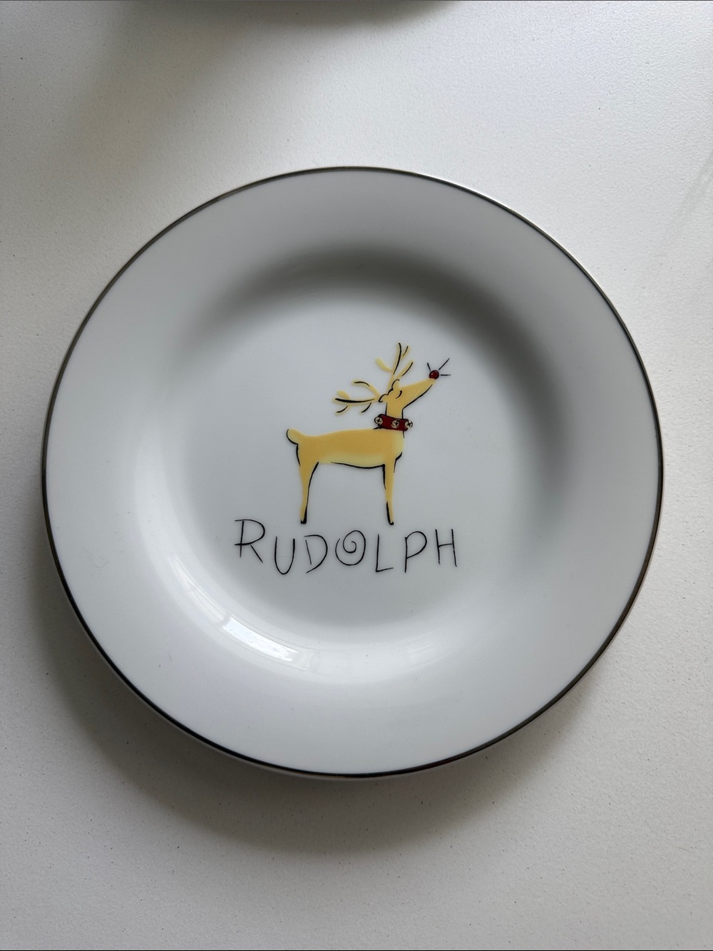Pottery Barn Rudolph Holiday Appetizer Dessert Salad Plate -Made in Japan
